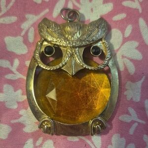 Gold and Amber Owl Pendant